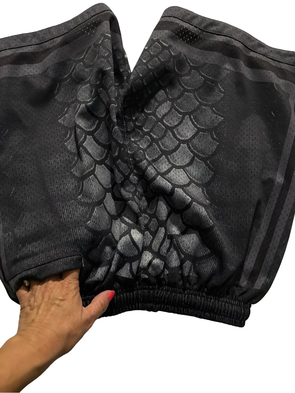 Black Kids' Athletic Shorts with Scale-Pattern Detail